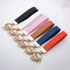 Fashionable Pebble Grain Hot Stamping Custom Logo Travel Accessories Car Leather Keychain with Zinc Alloy