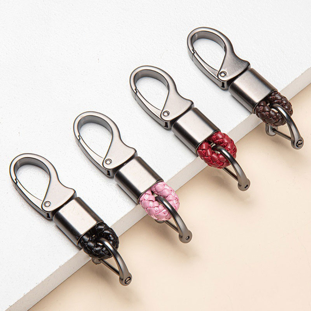 Stylish Metal Lock Braided Rope Keychain Durable Daily Use Gift for Men Women