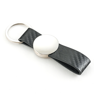 Hot Pressed Silver PU Keychain Custom Brand Logo Car Key Chain Fashion Accessory Business Gift