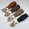 Retro Stylish Embossed Hot Stamping Custom Logo Trade Show Giveaways Brand Promotion Car Leather Keychain with Zinc Alloy