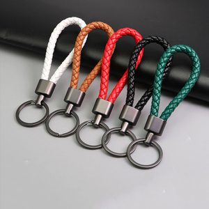 Stylish Colorful Braided Rope Leather Keychain with ‘Get Rich’ Text Label Metal Buckle Daily Accessory