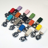 Colorful Macaron-colored Hot Stamping Custom Logo BFF Gifts Daily Matching Car Leather Keychain with Zinc Alloy