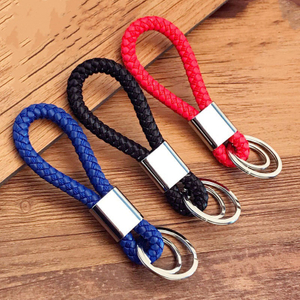 Stylish Colorful Braided Rope Leather Keychain with ‘Get Rich’ Text Label Metal Buckle Daily Accessory