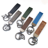 Fashionable Pebble Grain Hot Stamping Custom Logo Travel Accessories Car Leather Keychain with Zinc Alloy