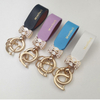 Colorful Macaron-colored Hot Stamping Custom Logo BFF Gifts Daily Matching Car Leather Keychain with Zinc Alloy
