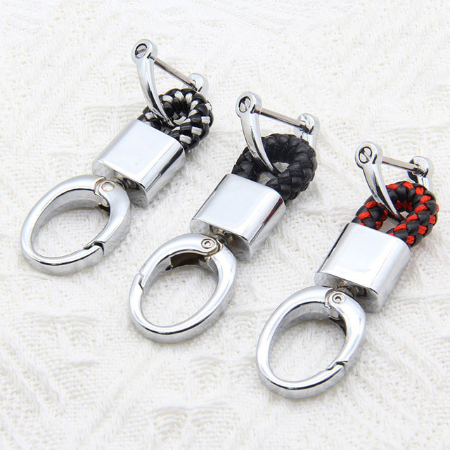 Stylish Metal Lock Braided Rope Keychain Durable Daily Use Gift for Men Women