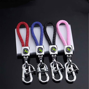 Stylish Colorful Braided Rope Leather Keychain with ‘Get Rich’ Text Label Metal Buckle Daily Accessory