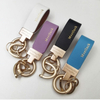 Colorful Macaron-colored Hot Stamping Custom Logo BFF Gifts Daily Matching Car Leather Keychain with Zinc Alloy