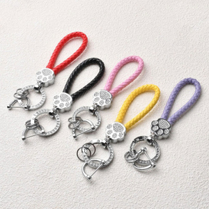 Stylish Colorful Braided Rope Leather Keychain with ‘Get Rich’ Text Label Metal Buckle Daily Accessory