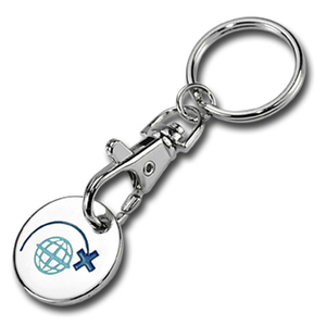 Custom Logo Engraved Stainless Steel Cart Token Keychain for Supermarket Promotions