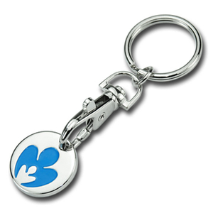 Custom Logo Engraved Stainless Steel Cart Token Keychain for Supermarket Promotions
