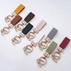 Colorful Macaron-colored Hot Stamping Custom Logo BFF Gifts Daily Matching Car Leather Keychain with Zinc Alloy